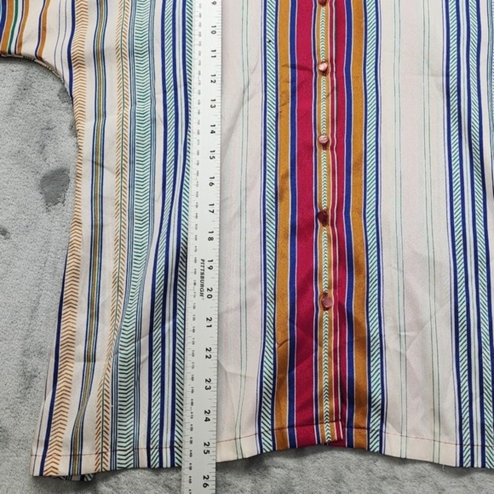 Vintage Its Gailord Top Womens L Multicolor Striped Button Down Balloon Sleeve - Picture 9 of 10